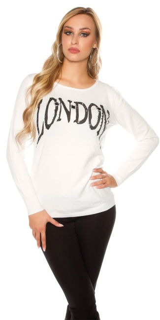 Trendy pulli LONDON with lace White